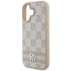 DKNY Checkered Pattern &amp;amp; Printed Stripes iPhone 16 Case - Pink