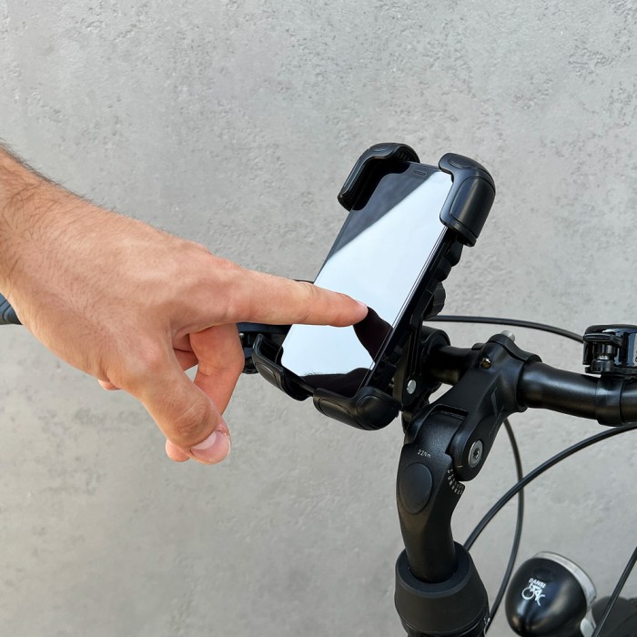 Wozinsky strong phone holder for bicycle, motorcycle, scooter handlebars, black (WBHBK6)