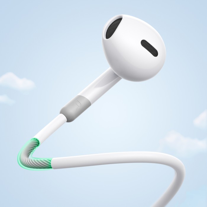 Joyroom JR-EW01 in-ear wired mini jack headphones with remote control - white