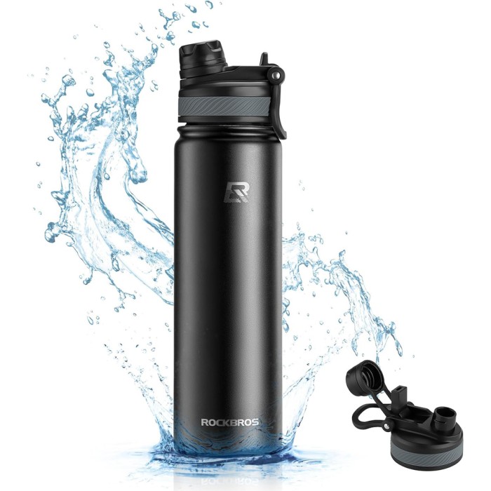 Rockbros 35210029002 thermal bicycle bottle for drinks 650 ml - black