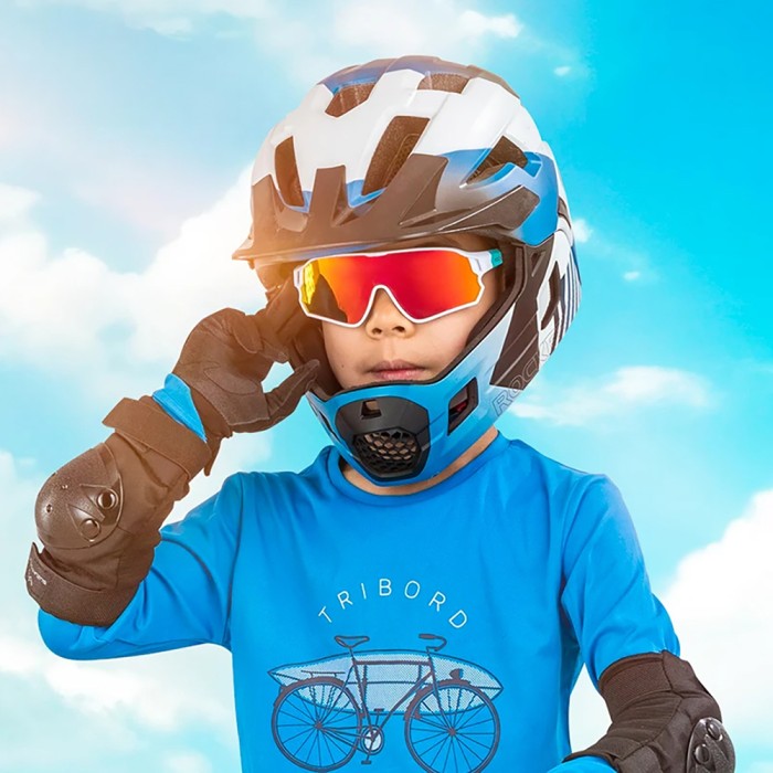 Rockbros 14110009003 polarized cycling glasses for children 8-14 years old - green and white