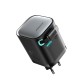 Joyroom JR-TCL02 65W USB-A USB-C GaN charger with built-in USB-C cable - black