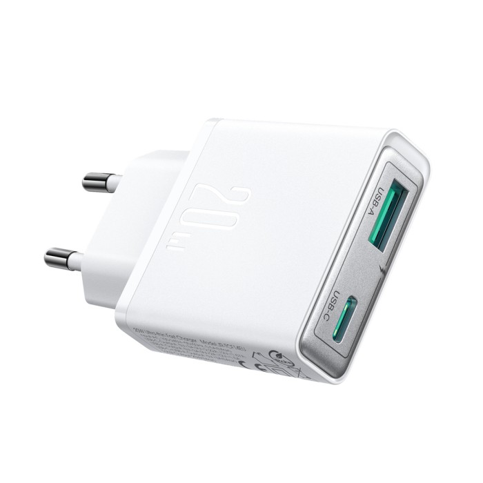 Joyroom JR-TCF14 20W USB-A USB-C Super Slim Wall Charger - White