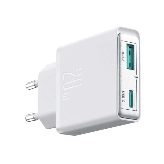 Joyroom JR-TCF14 20W USB-A USB-C Super Slim Wall Charger - White