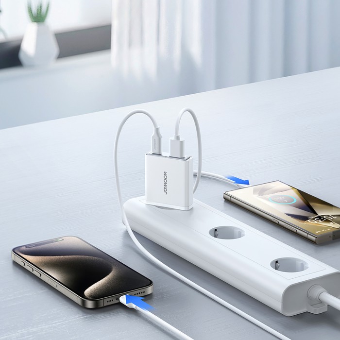 Joyroom JR-TCF14 20W USB-A USB-C Super Slim Wall Charger - White