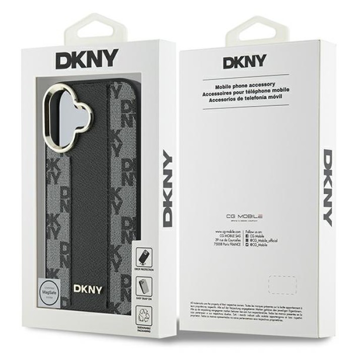 DKNY Checkered Pattern Magsafe iPhone 16 Plus Case - Black