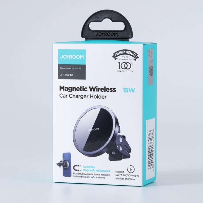 Joyroom Car Magnetic Holder Qi Wireless Inductive Charger 15W (MagSafe Compatible for iPhone) Black (JR-ZS240)