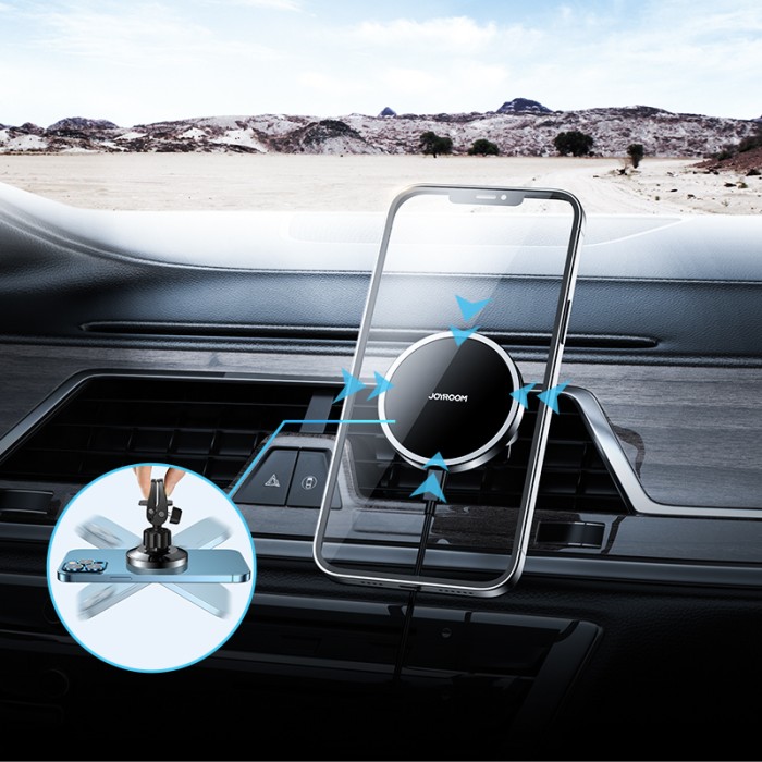 Joyroom Car Magnetic Holder Qi Wireless Inductive Charger 15W (MagSafe Compatible for iPhone) Black (JR-ZS240)
