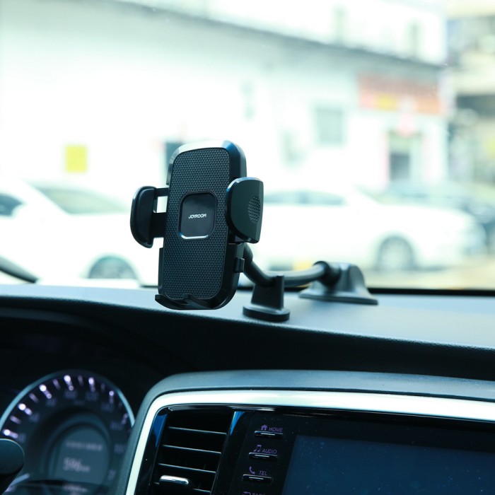 Joyroom car phone holder with flexible arm for dashboard or windshield, black (JR-ZS259)