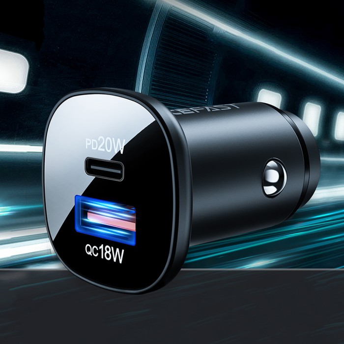 Acefast car charger 38W USB Type C / USB, PPS, Power Delivery, Quick Charge 3.0, AFC, FCP black (B1 black)