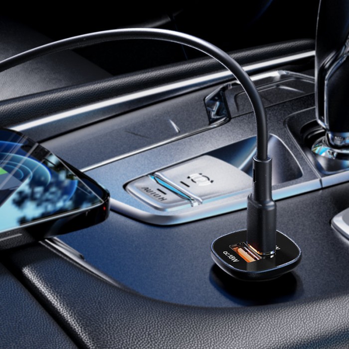 Acefast car charger 38W USB Type C / USB, PPS, Power Delivery, Quick Charge 3.0, AFC, FCP black (B1 black)