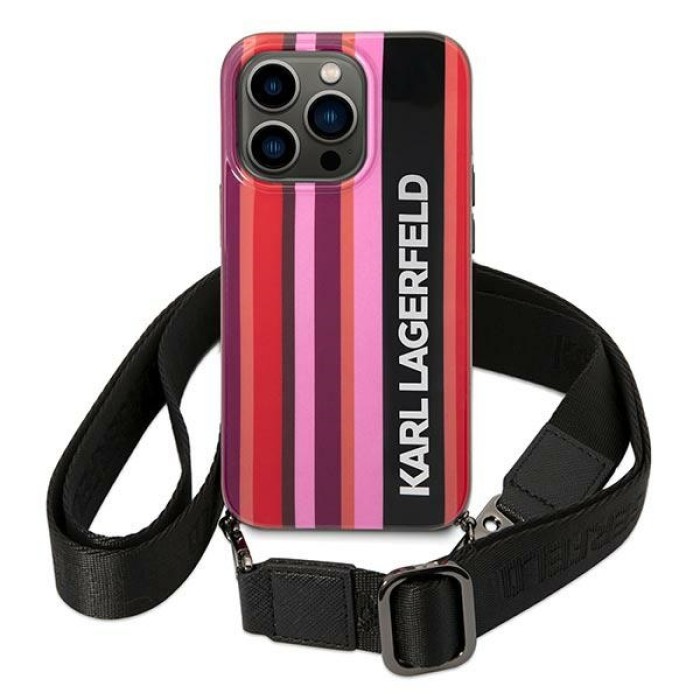 Karl Lagerfeld KLHCP14XSTSTP iPhone 14 Pro Max 6.7 "hardcase pink / pink Color Stripes Strap