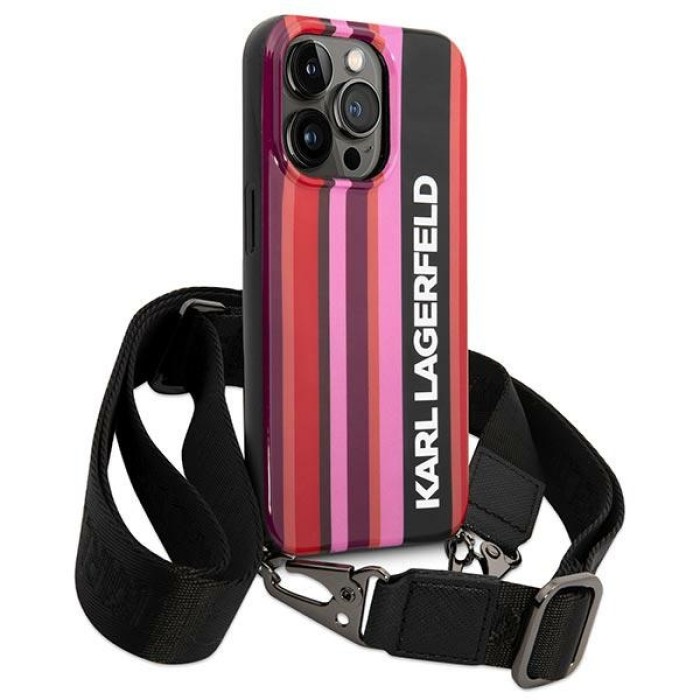Karl Lagerfeld KLHCP14XSTSTP iPhone 14 Pro Max 6.7 "hardcase pink / pink Color Stripes Strap