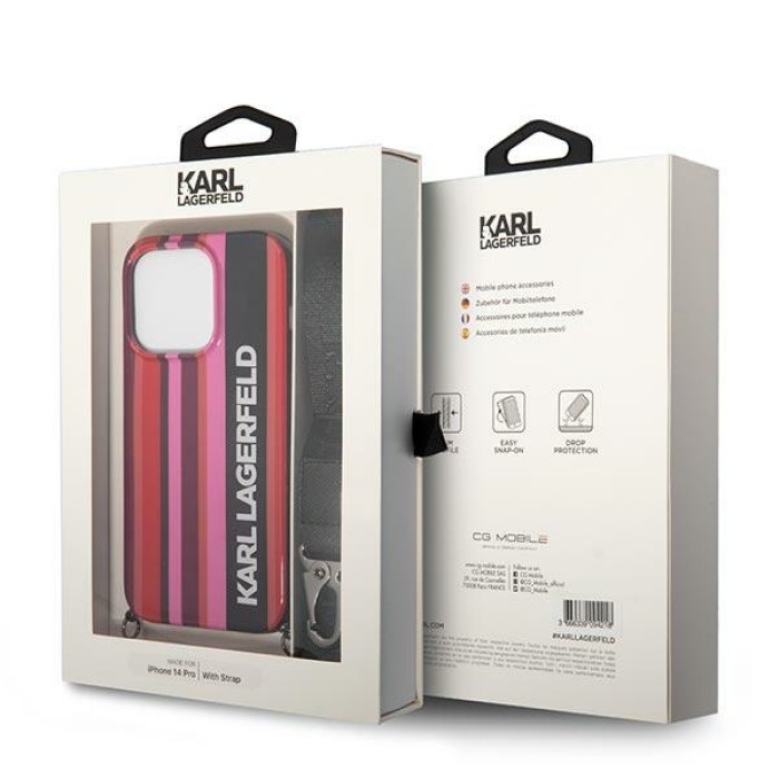 Karl Lagerfeld KLHCP14XSTSTP iPhone 14 Pro Max 6.7 "hardcase pink / pink Color Stripes Strap