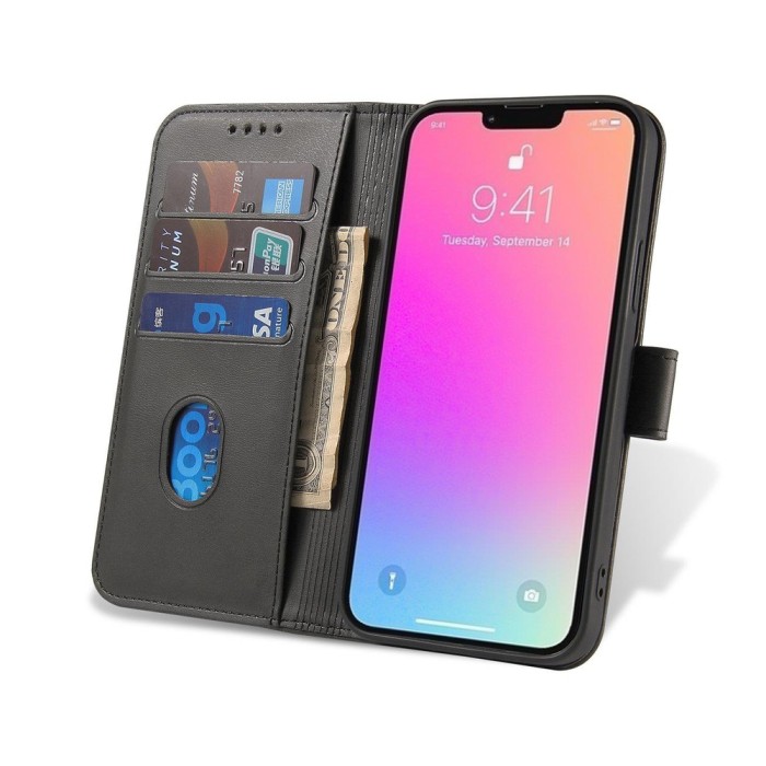 Magnet Case for Samsung Galaxy A14 5G cover with flip wallet stand black