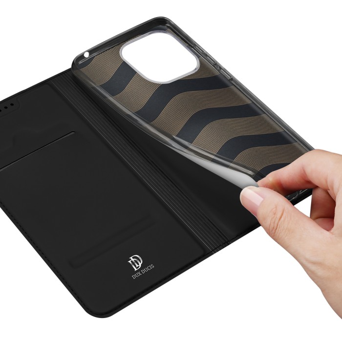 Dux Ducis Skin Pro Case For Xiaomi Redmi 11A / Poco C55 / Redmi 12C Flip Cover Card Wallet Stand Black