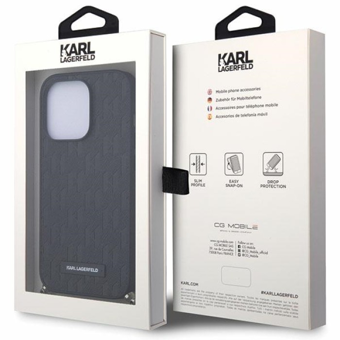 Karl Lagerfeld KLHCP14LSACKLHPK iPhone 14 Pro 6.1" black/black hardcase Saffiano Monogram Chain
