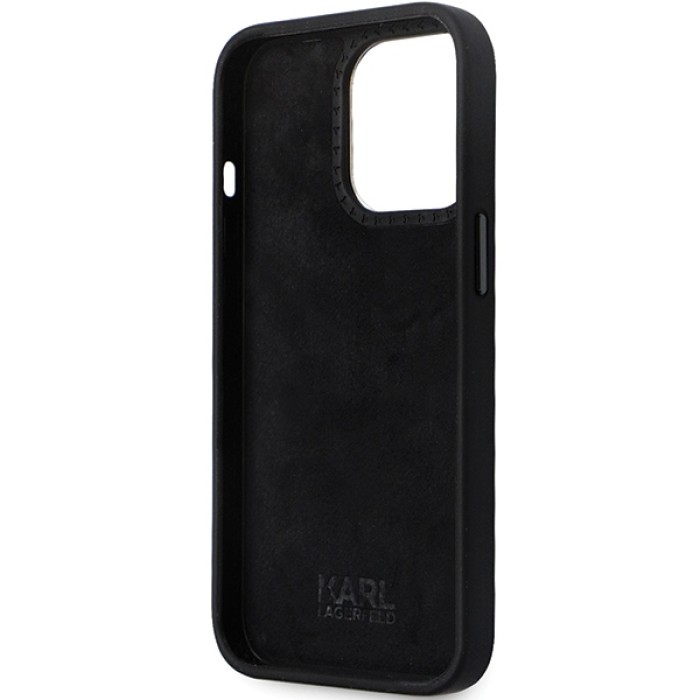 Karl Lagerfeld KLHCP14LSMHKNPK case for iPhone 14 Pro - black Silicone Ikonik Metal Pin