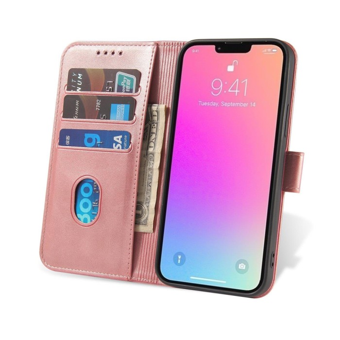 Magnet Case for Samsung S24 Ultra with flap and wallet - pink