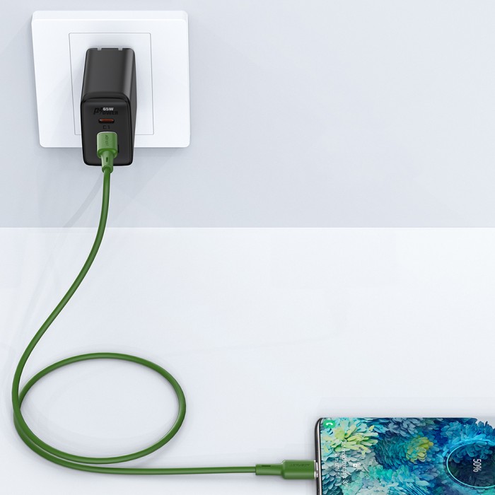 Acefast C2-03-CC USB-C - USB-C PD QC cable 60W 3A 480Mb/s 1.2m - green