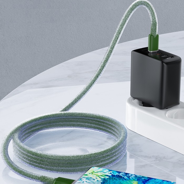 Acefast C2-03-CC USB-C - USB-C PD QC cable 60W 3A 480Mb/s 1.2m - green