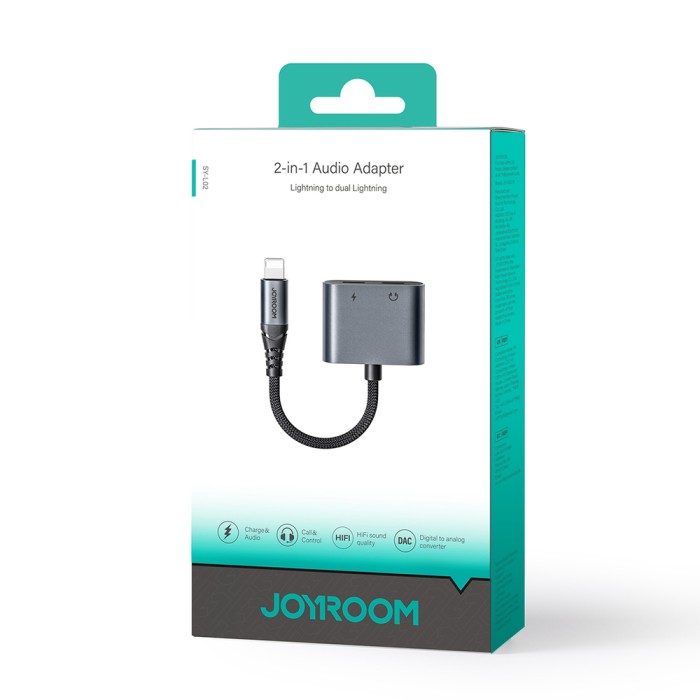 Joyroom SY-L02 Lightning to 2x Lightning DAC adapter 2in1 - black