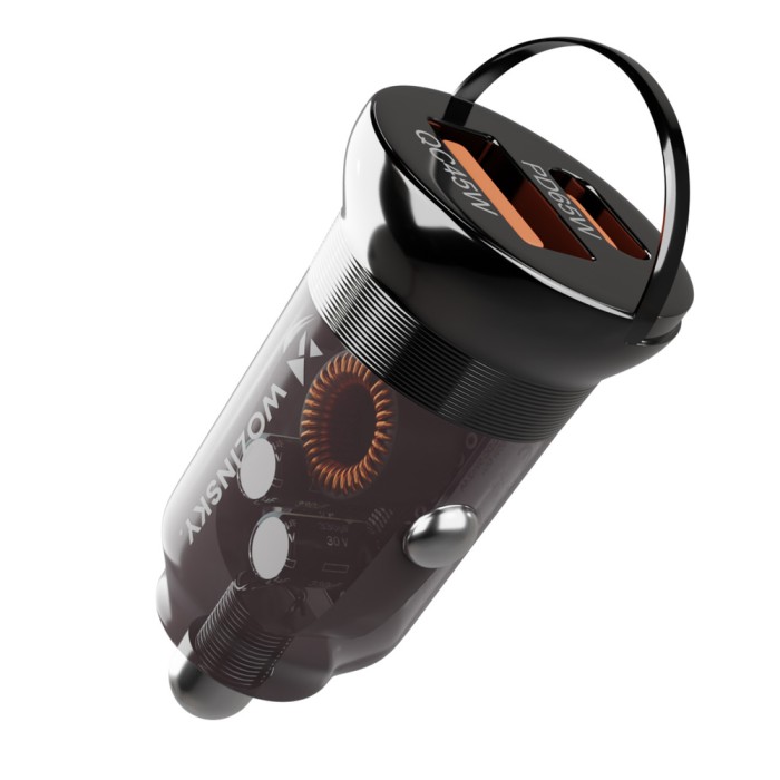 Wozinsky 65W Car Charger USB-C PD 65W / USB-A 45W QC 3.0 - Black