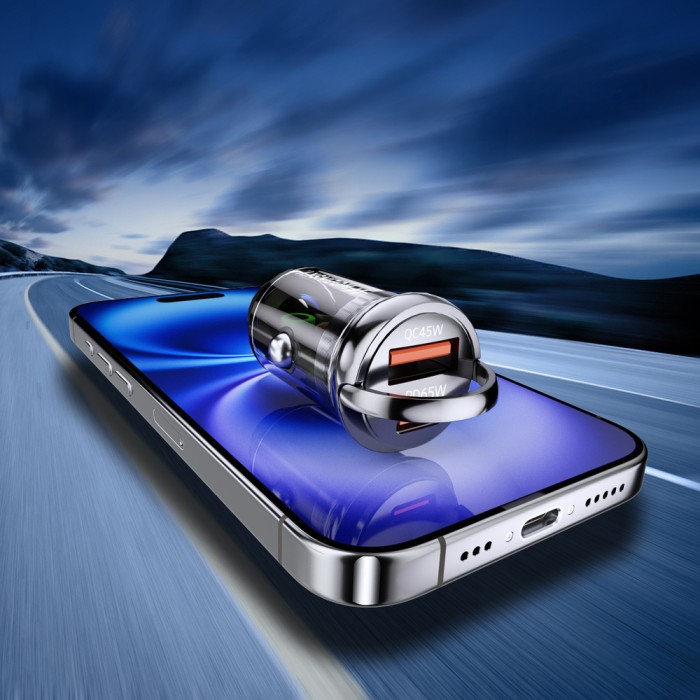 Wozinsky 65W Car Charger USB-C PD 65W / USB-A 45W QC 3.0 - Black