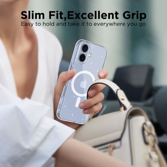 Tech-Protect FlexAir MagSafe Case for iPhone 17 - Clear Glitter