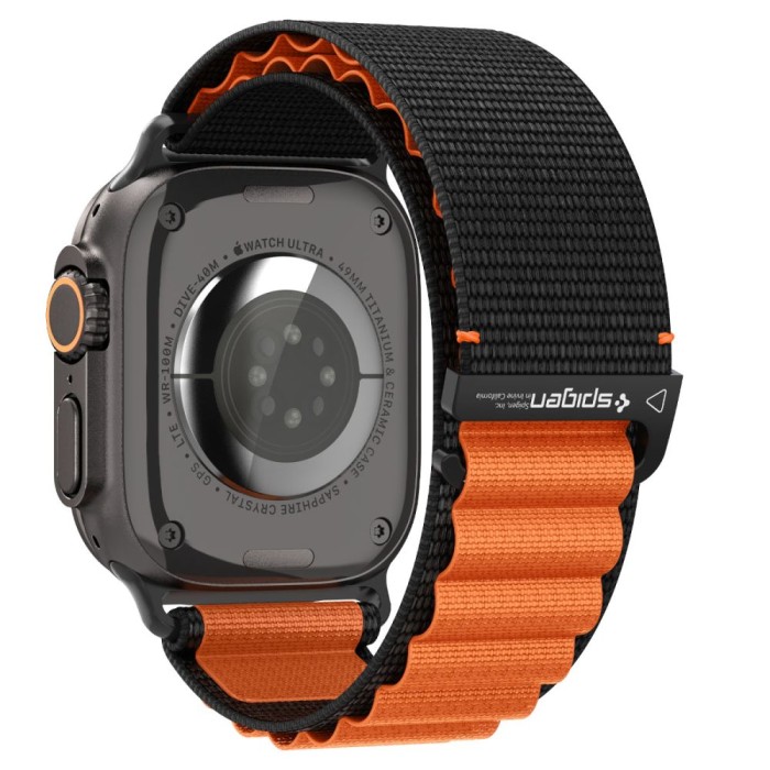 Spigen WBF1 Strap for Apple Watch 44 / 45 / 46 / 49 mm - Black and Orange