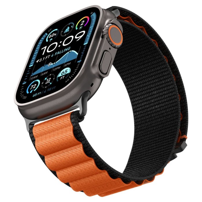 Spigen WBF1 Strap for Apple Watch 44 / 45 / 46 / 49 mm - Black and Orange