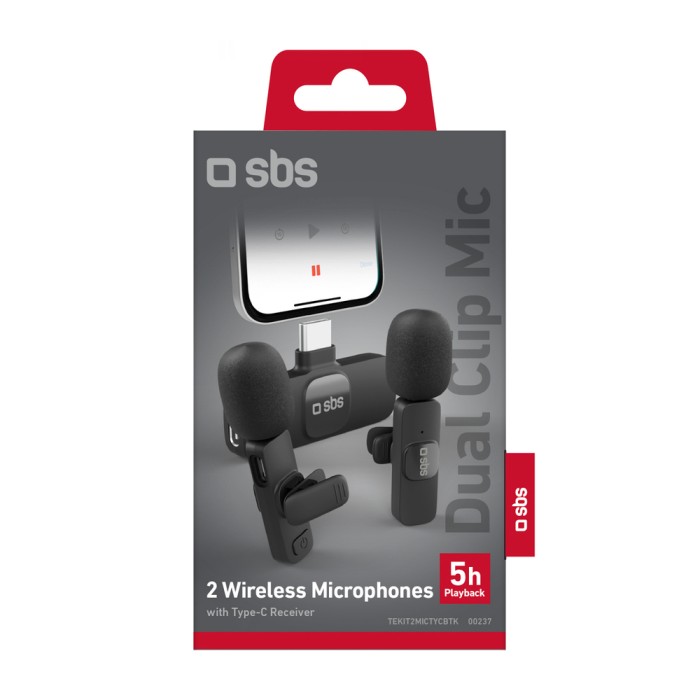 SBS Lavalier Microphones with USB-C Receiver 2 pcs - Black