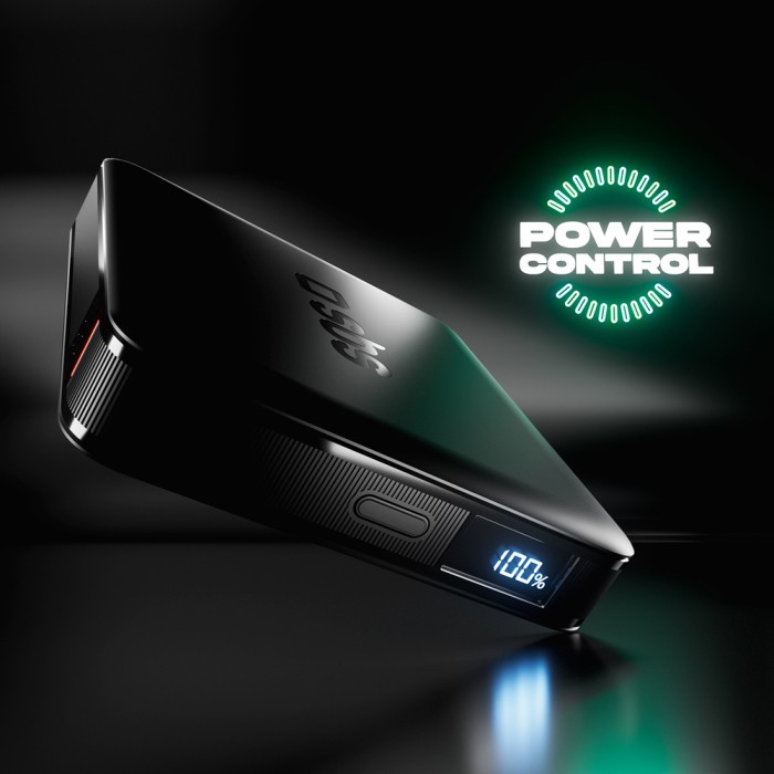 SBS HD 10W 5000mAh USB-C Power Bank with LCD Display - Black