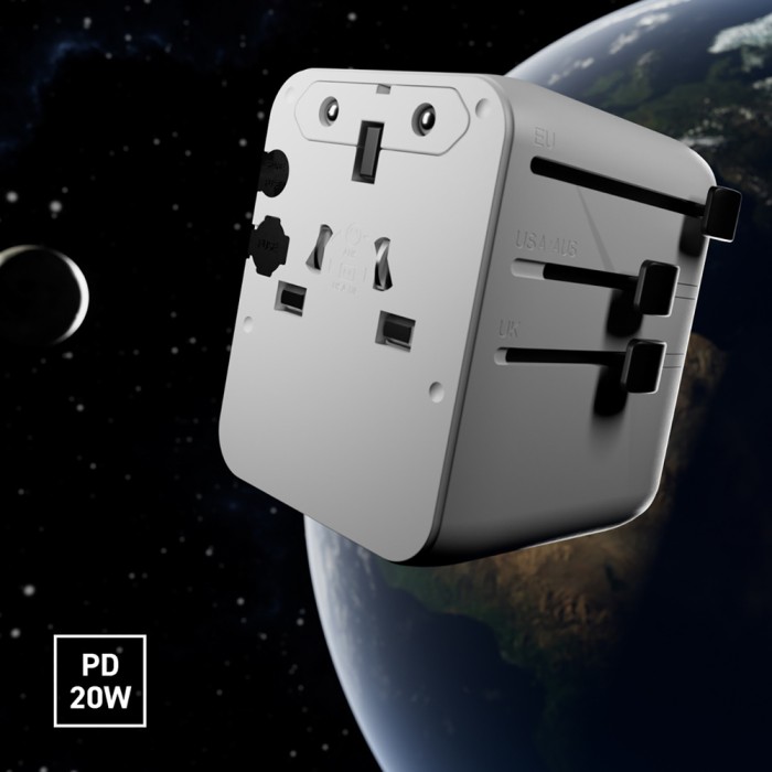 SBS Travel Adapter 2xUSB-C 1xUSB-A Universal - White