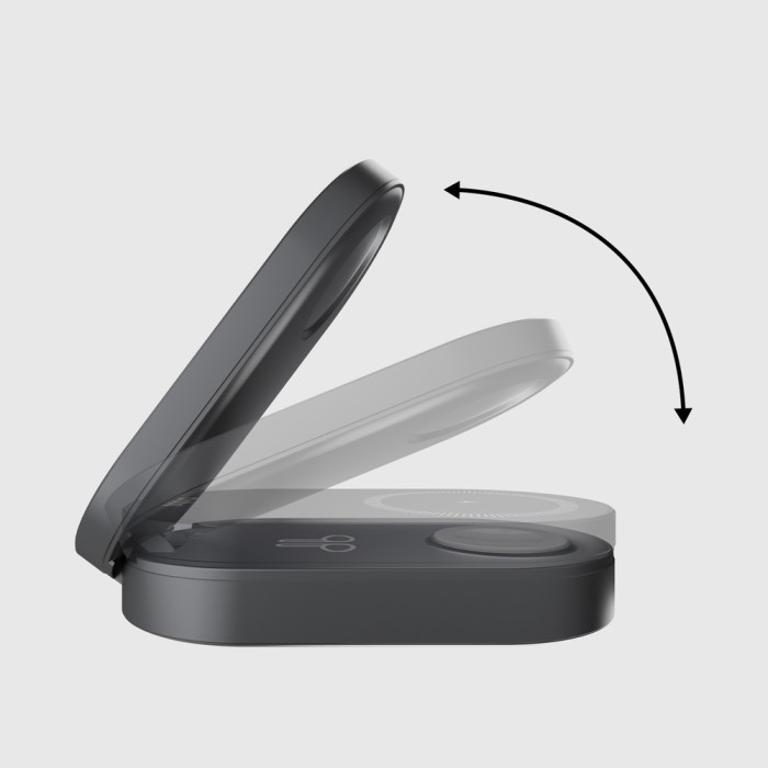 SBS 3-in-1 Foldable Wireless Charging Station QI2 MFI - Made for iPhone - Black