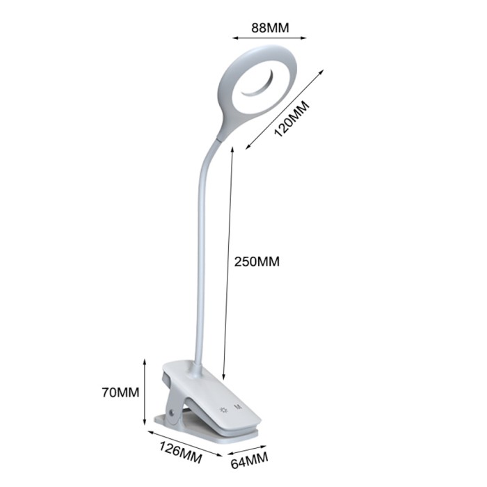 Mini Wozinsky Wireless LED Reading Lamp with Clip + USB-C Cable - White