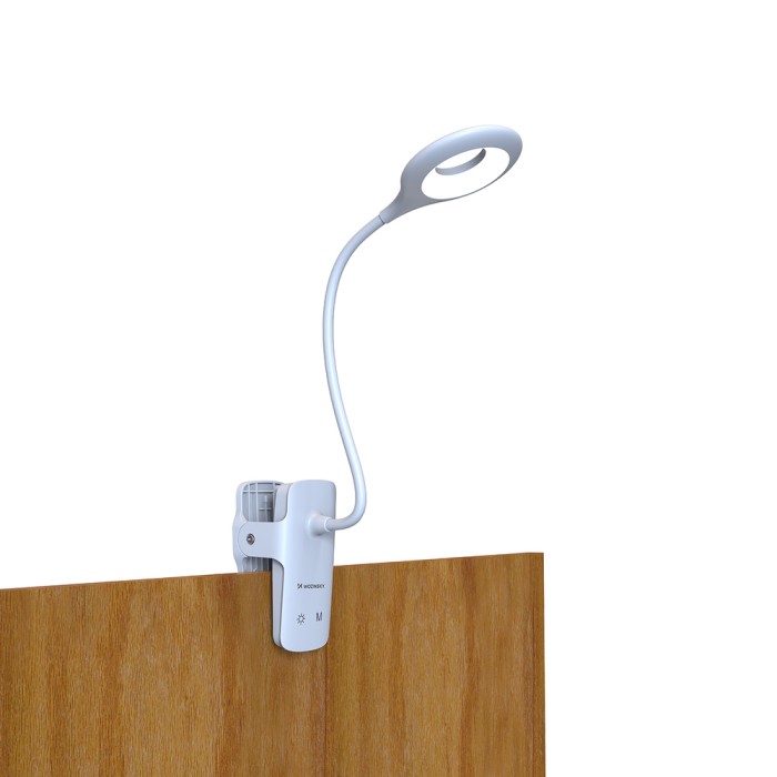 Mini Wozinsky Wireless LED Reading Lamp with Clip + USB-C Cable - White