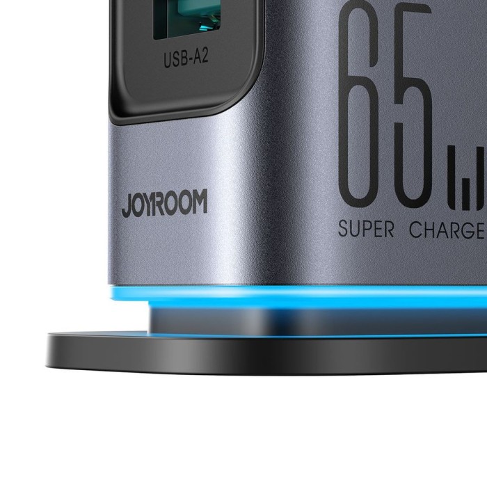 Joyroom JR-TCM02 GaN 65W charger charging station 4xUSB-C 2xUSB-A UK plug - gray