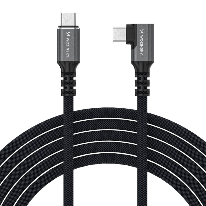 Wozinsky WPS3-UY41S USB-C USB4 40Gb/s 240W 1m 4K Angled Cable - Black