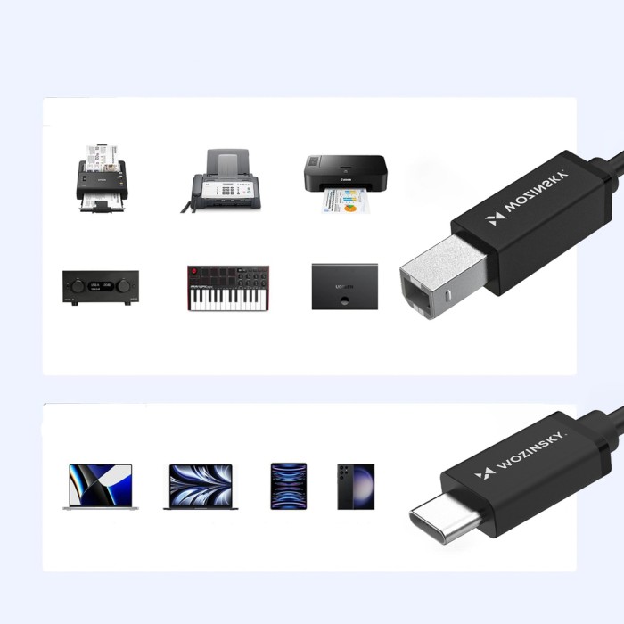 Wozinsky WKDDY1S USB-B - USB-C Cable 1m - Black
