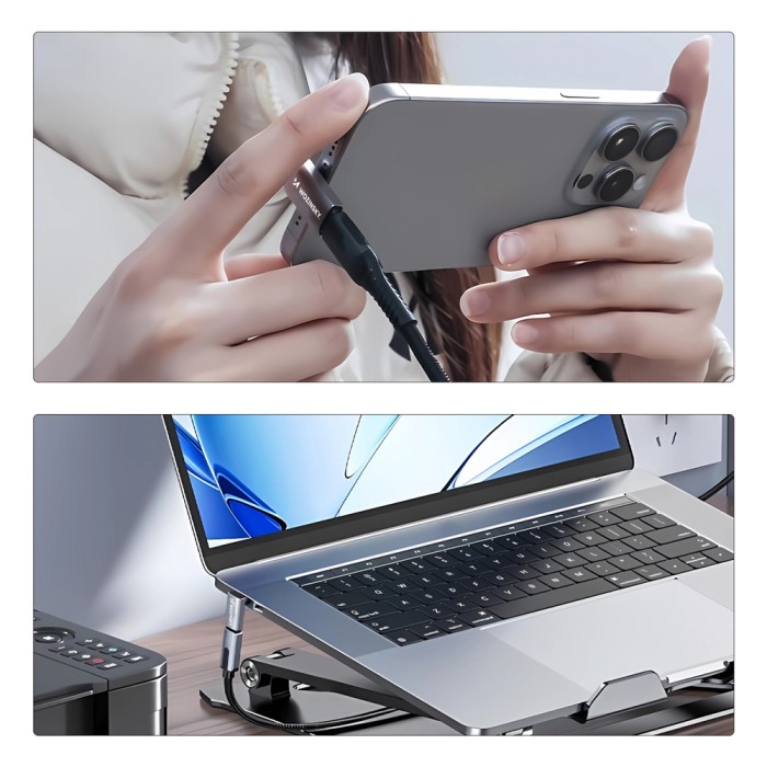 Wozinsky WPKF-01 USB-C - USB-C 40Gb/s 240W 8K OTG Angled Adapter - Gray