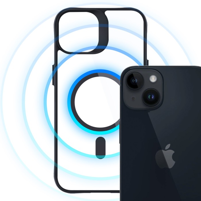 3mk Satin Armor MagCase with MagSafe for iPhone 13 / 14 - Transparent with Black Frame