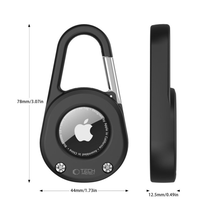 Tech-Protect Slidelock Carabiner Keychain Case for Apple AirTag 1/2 - Black