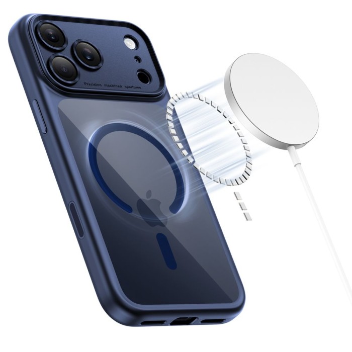Tech-Protect Magpeak Magsafe CC Case for iPhone 17 Pro - Clear Navy Blue