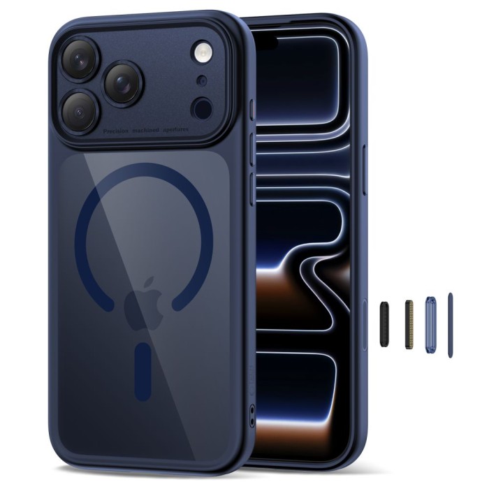 Tech-Protect Magpeak Magsafe CC Case for iPhone 17 Pro Max - Clear Navy Blue