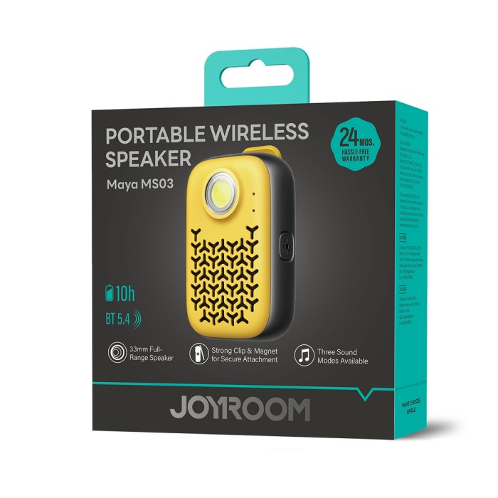 Joyroom Maya JR-MS03 portable Bluetooth speaker with built-in flashlight, resistant - yellow