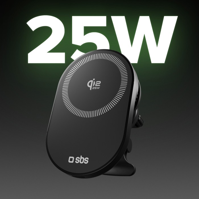SBS Magnetic Holder with Qi2.2 25W Wireless Charger with Active Cooling - Black