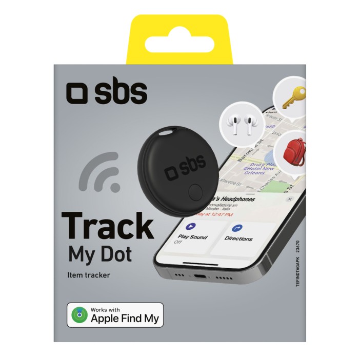 SBS Track My Circle Locator Compatible with Apple Find My - Black