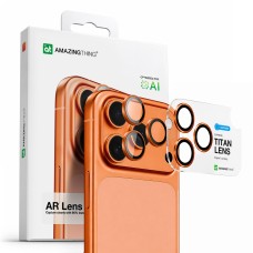 AmazingThing AR Sapphire Camera Lens Glass for iPhone 17 Pro / Pro Max - with Orange Frame