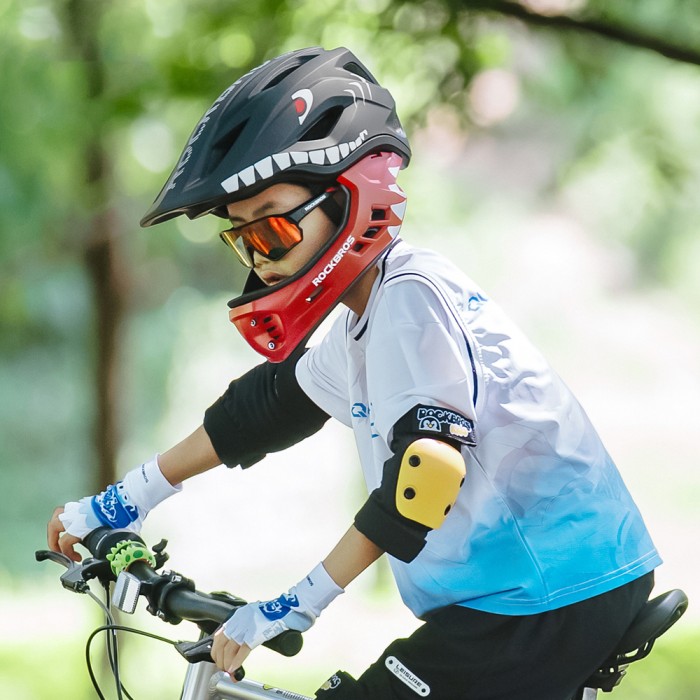 Rockbros TT-32006 Shark Children&amp;#39;s Bike Helmet with Detachable Jaw Size S (48-52) - Black